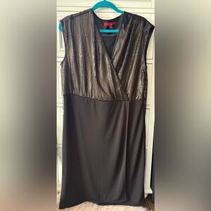 Narciso Rodriguez for Design Nation Black Sequined Faux Wrap Dress size XL